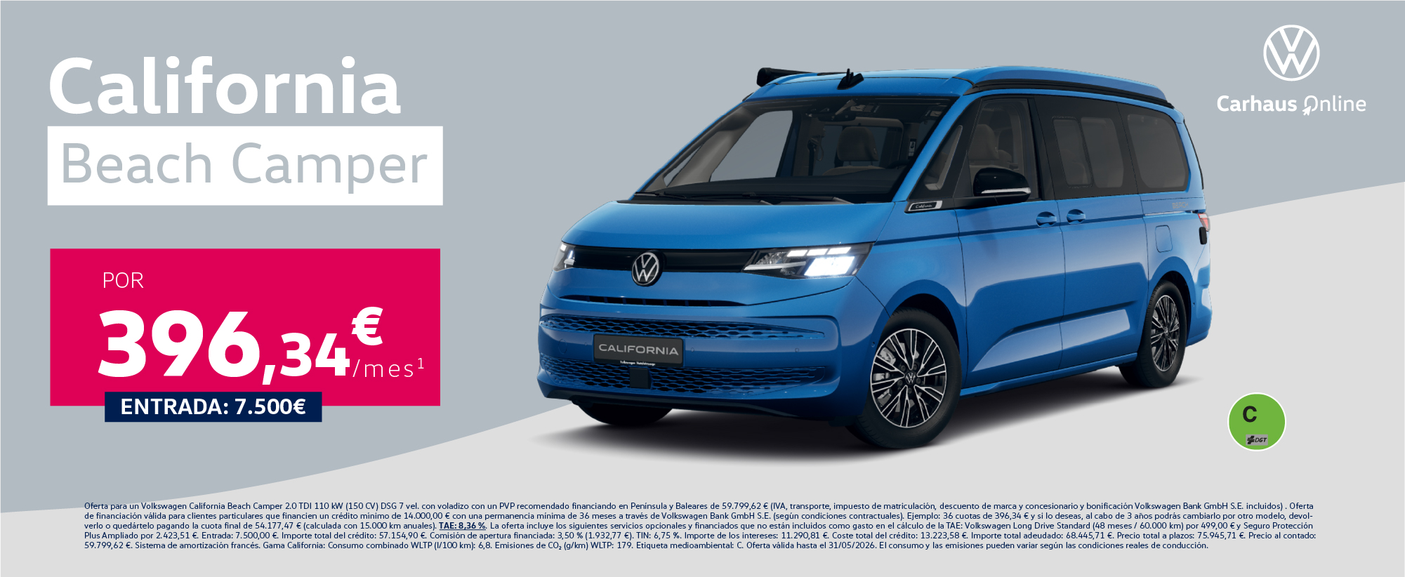 Llévate la California Beach Camper por 396,34€/mes